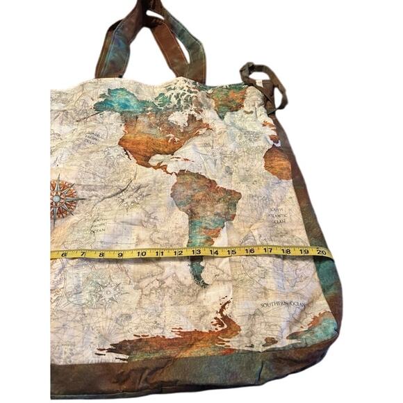Handmade Tote Bag antique style world map with drawstring closure quality! - Picture 8 of 10